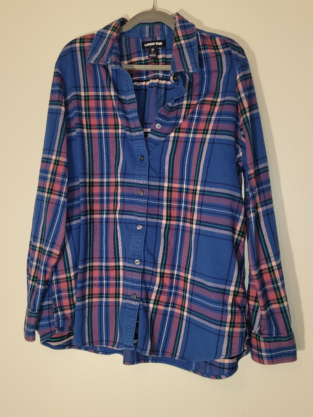 Lands' End Girls' Blue & Pink Plaid Button-Up Shirt